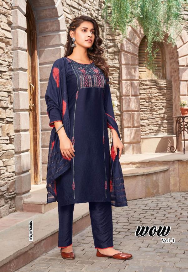 Ikw Wow Vol 4 Viscose Chanderi Designer Readymade Suit